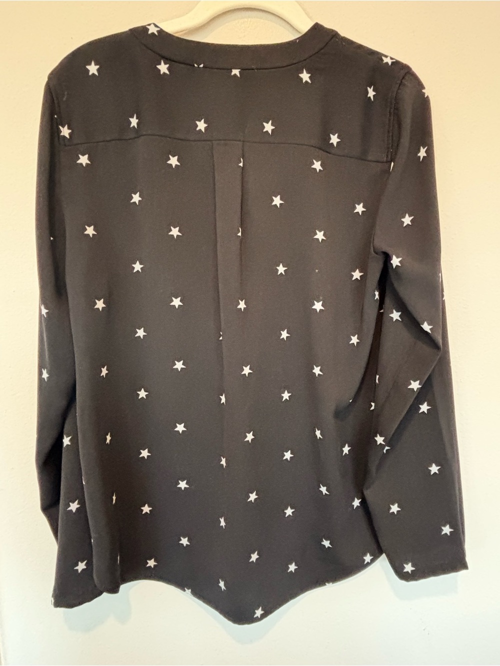 J. Crew Black Star-Print V-Neck Blouse - Picture 2 of 4